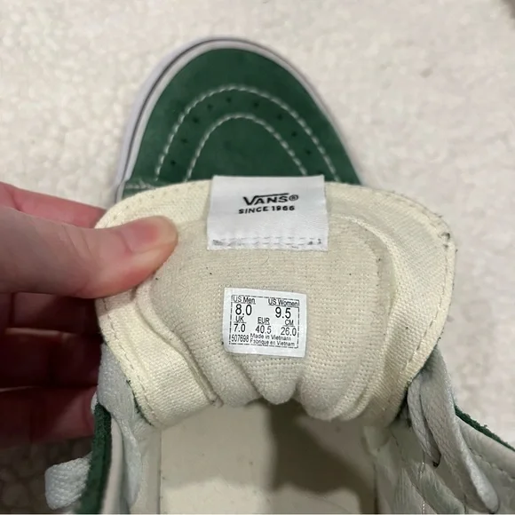 VANS Sk8-Hi Green/White Classic High Top Skate Sneakers Men Size 8/Women 9.5 - Picture 6 of 10